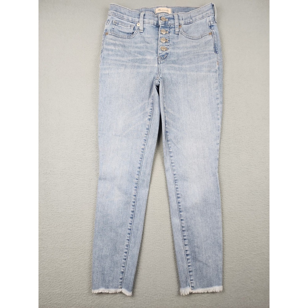 Madewell 9" High Rise Skinny Crop Jeans Womens 25 Blue Light Button Fly Denim